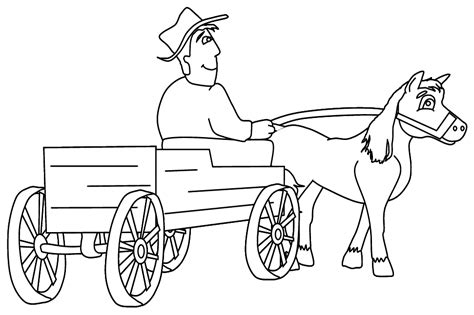 Horse And Cart Desenho Colorir Carroça