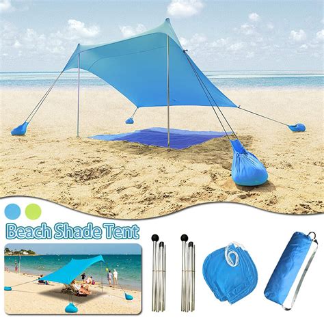 Beach Sun Shelter Tent Portable Anti Uv Canopy With Sandbag Anchors