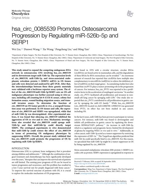 Pdf Hsa Circ Promotes Osteosarcoma Progression By Regulating