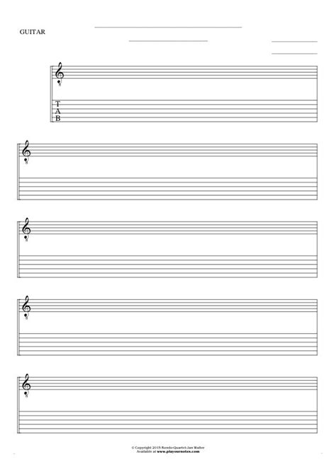 Free Blank Sheet Music Notes And Tablature For Guitar Playyournotes