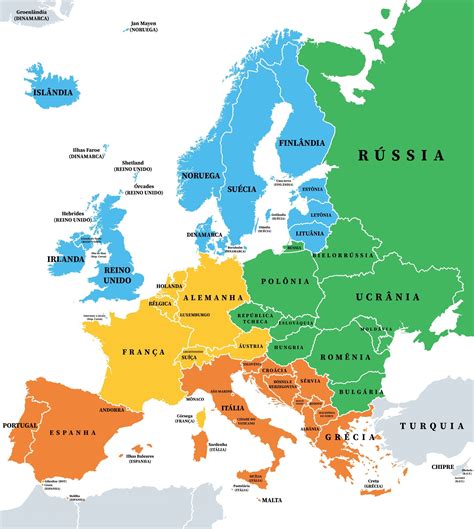 Mapa da Europa países capitais e regionalização Enciclopédia