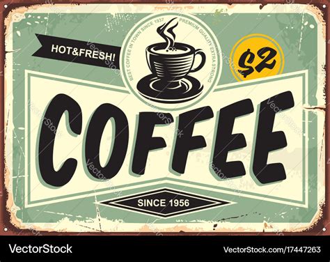 Coffee Shop Vintage Tin Sign Royalty Free Vector Image