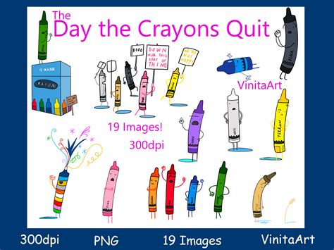 The Day The Crayons Quit Storybook Clipart Digital Download Etsy