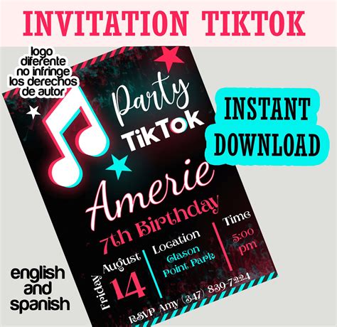 Tiktok Inspired Birthday Invitation Unique Tik Tok Editable Birthday