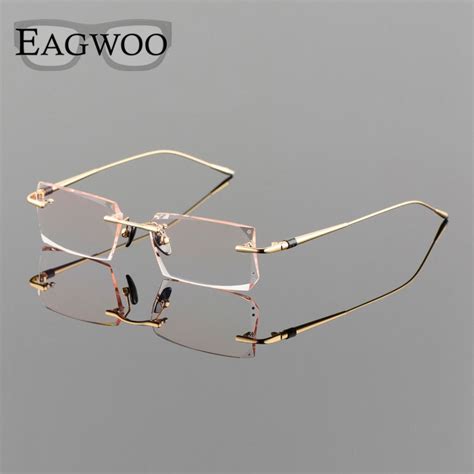 titanium alloy eyeglasses men rimless prescription optical frame photochromic progressive