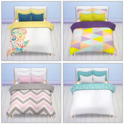 My Sims 4 Blog Stockholm Bed Pillows And Blanket Recolors By Saudadesims