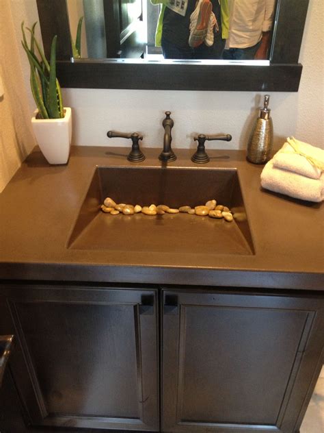 Slanted Sink With River Rocks Bathroom Interior Design Bathroom