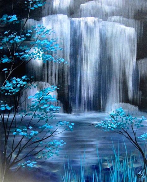 Crystal Falls Waterfall Paintings Landscape Paintings Landscape