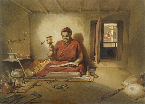 A Buddhist Monk From India Ancient Drawing By William Crimea Simpson