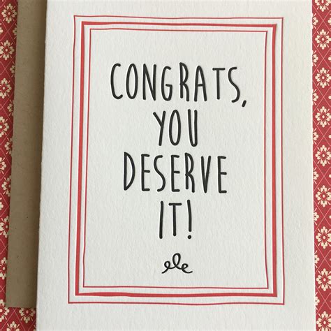 Congratulations You Deserve It Letterpress Card Etsy