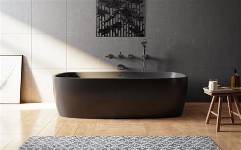 ᐈ Aquatica Coletta Graphite Black Freestanding Solid Surface Bathtub