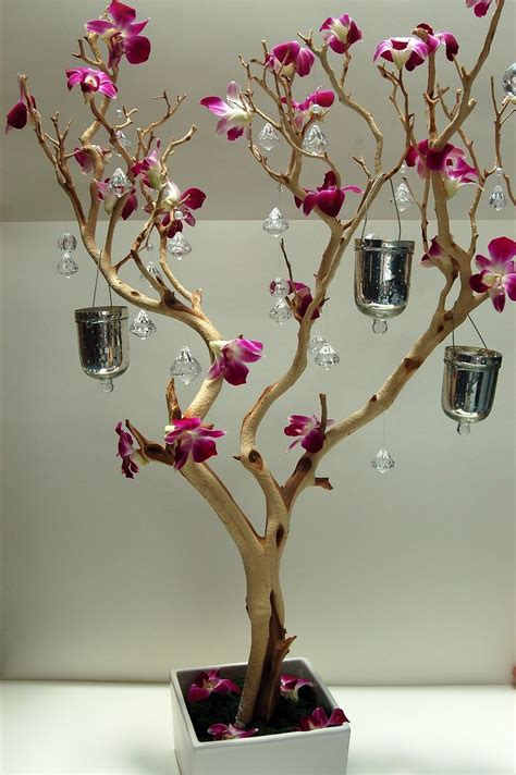 Manzanita Centerpieces Mercury Glass And Crystals Tree Branch Decor