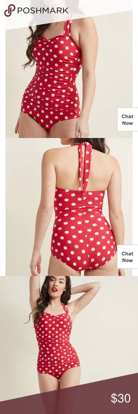 Modcloth Red Polka Dot One Piece Swimsuit One Piece Swimsuit Red One