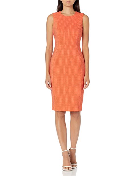 Calvin Klein Princes Seam Sheath Dress In Orange Lyst