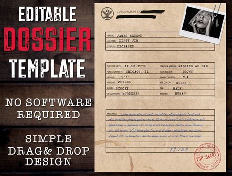 Editable Dossier Template No Software Required Edit In Etsy