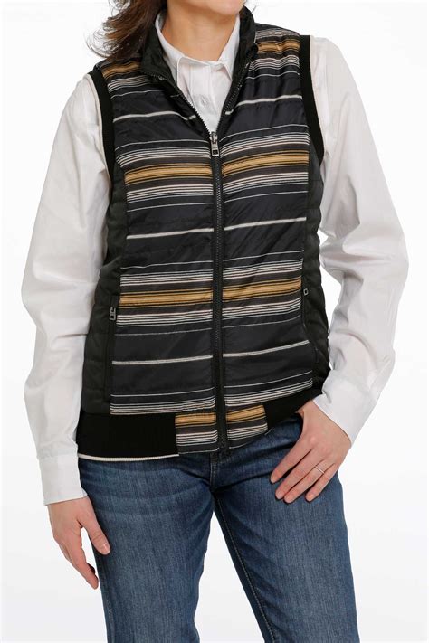 Cinch Jeans Womens Quilted Reversible Vest Black
