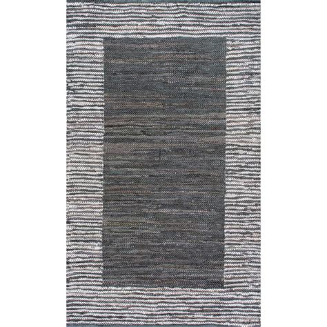 Nuloom Solid Striped Border Neta Grey 8 Ft X 10 Ft Area Rug Hmpc01a