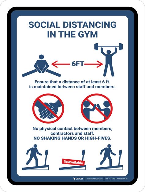 Social Distancing In The Gym Rules Portrait Wall Sign