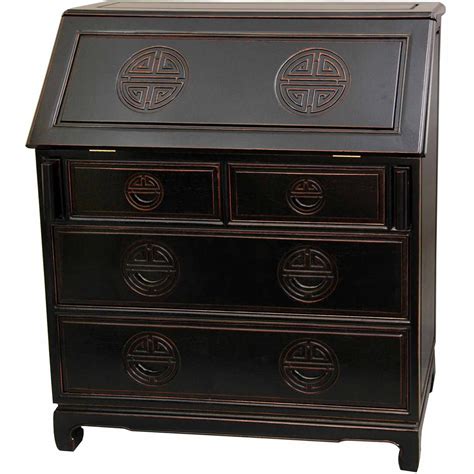 Oriental Furniture Rosewood Classic Writing Desk Antique Black