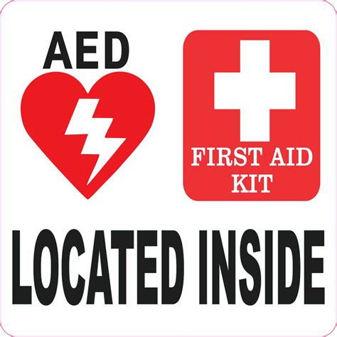 Stickertalk Aed First Aid Kit Located Inside Vinyl Sticker 5 In