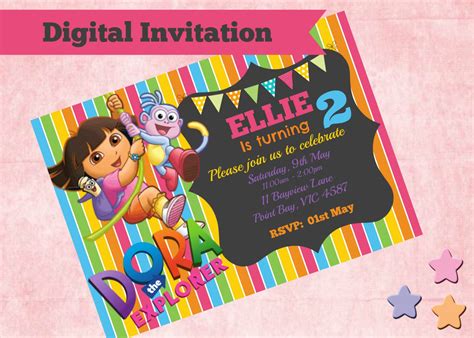 Dora The Explorer Birthday Party Invitation Digital 4x6 Or 5x7 By