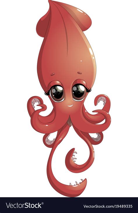 Cartoon Cheerful Squid Royalty Free Vector Image
