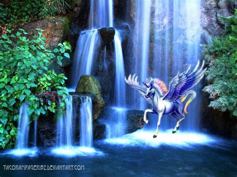 Unicorn In A Waterfall By Crowlita On Deviantart