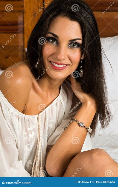 Brunette Stock Image Image Of Woman Gorgeous Bedroom 35837671