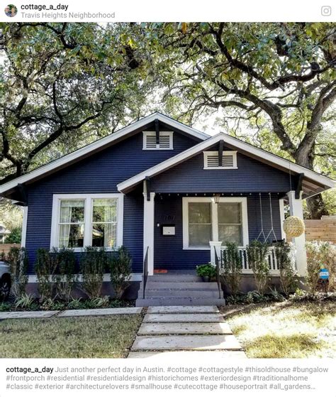 Blue House Craftsman Bungalow Exterior Cottage Exteriors Craftsman