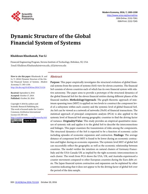 Pdf Dynamic Structure Of The Global Financial System Of Systems