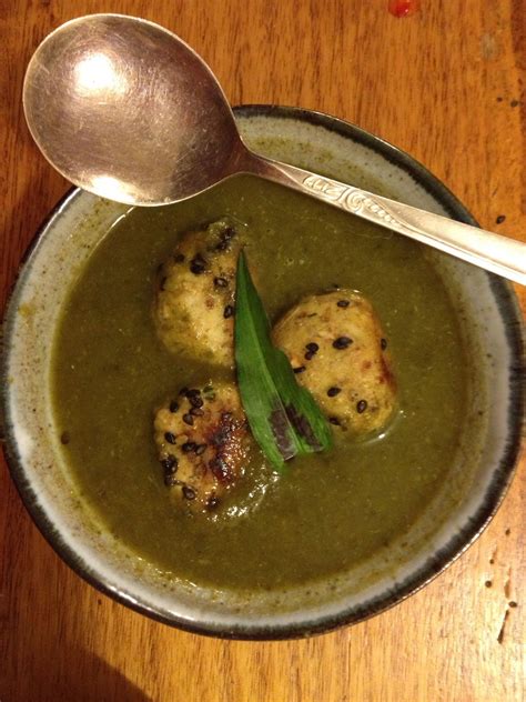 With crunchy peanuts & a wedge of freshly sliced lime. Kale and silver beet soup with buckwheat fish dumplings. Mean green and bonza buckwheat ...