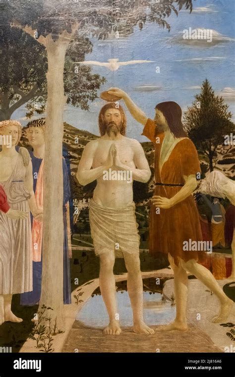 Painting Titled The Baptism Of Christ By Italian Artist Piero Della