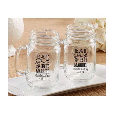 Personalized 16 Ounce Mason Jar Mug Eat Drink And Be Married