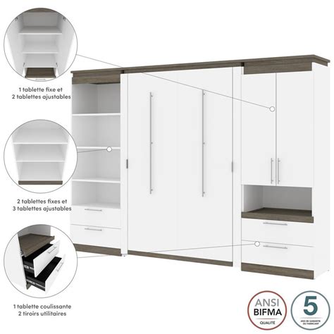 Orion 118w Full Murphy Bed And Multifunctional Storage With Drawers