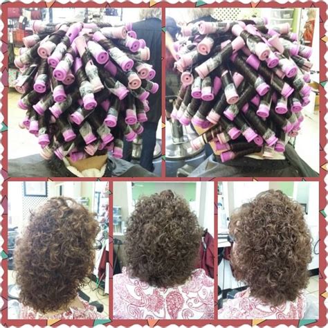 Spiral Perm On Lavender And Peach Rods Short Permed Hair How To Curl Short Hair Permed