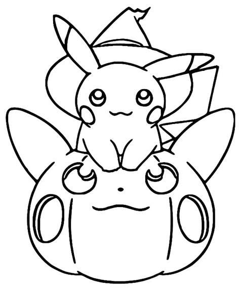 Cute Pikachu On Halloween Coloring Page Free Printable Coloring Pages