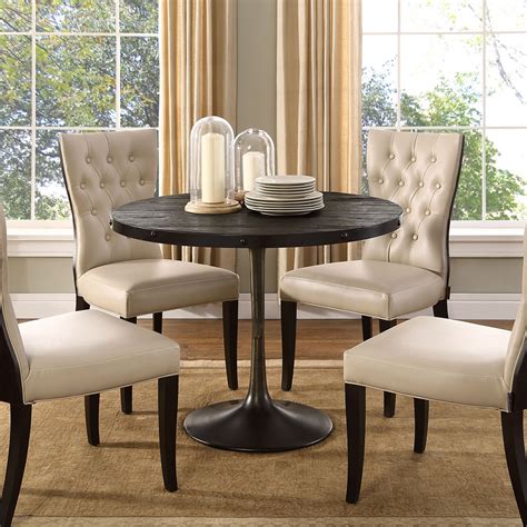 Extending round room kitchen and dining tables are a great option for both modern and traditional style kitchens. Drive Wood Top Dining Table - Round, Pedestal, Black | DCG ...