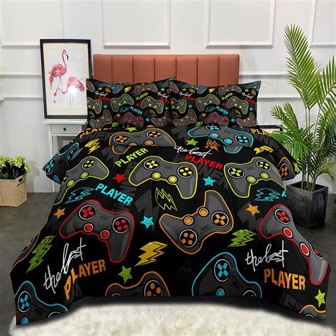 Ninenine Gaming Comforter Bedding Set Gamepad Gamer Comforter Set Queen