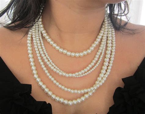 Multi Strand Necklace Ivory Pearl Necklace Layered By Sldesignshbj