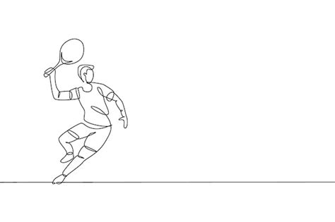 Premium Vector Single Continuous Line Drawing Of Agile Man Tennis