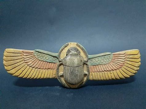 Rare Ancient Egyptian Antiques Winged Scarab Beetle Khepri Good Luck