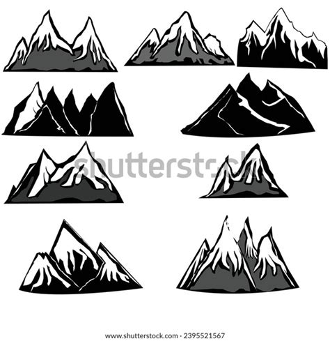 Illustrator Vector Mountain Silhouette Clipart Collection Stock Vector Royalty Free