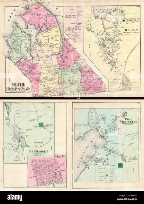 1873 Beers Map Of North Hempstead Great Neck And Roslyn Long Island