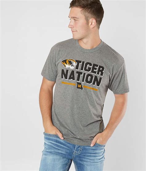 Charlie Hustle Missouri Tigers T Shirt Mens T Shirts In Vintage Grey Buckle