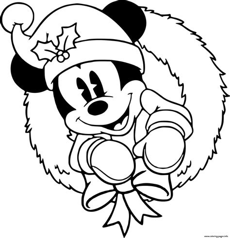 Classic Mickey In A Wreath Coloring Page Printable