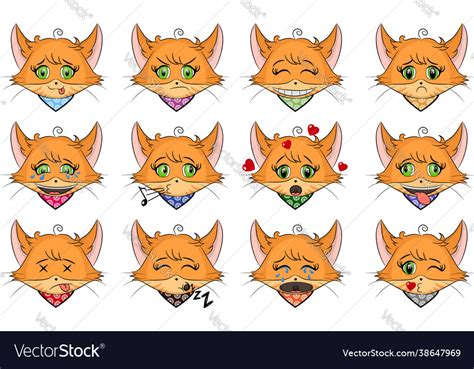 Funny Cat With Different Emotions Royalty Free Vector Image