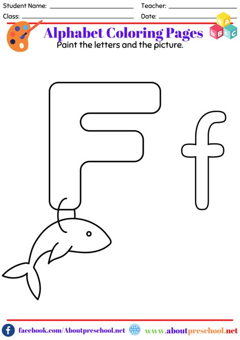 Alphabet Coloring Pages F About Preschool