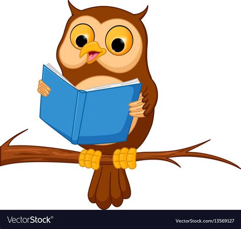 Owl Cartoon Reading A Book Royalty Free Vector Image