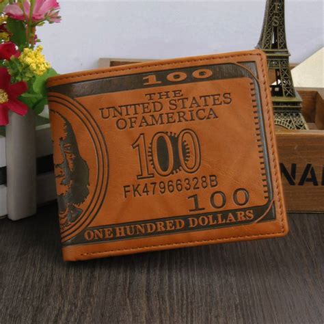 Us 100 Dollar Bill Leather Bifold Wallet For Men Cash Id Slots Card