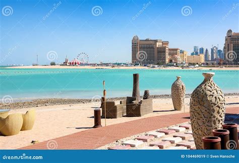 View From Katara Beach In Doha Qatar Stock Image Image Of Exclusive